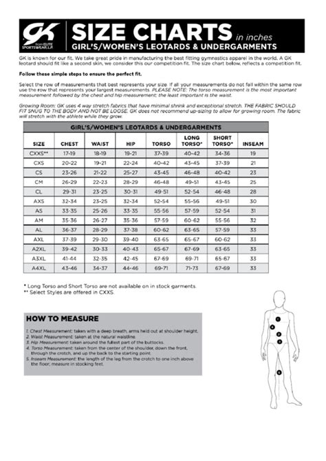 Gk Elite Size Chart