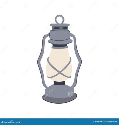 Oil Kerosene Lamp Cartoon Vector Illustration Stock Vector