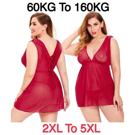 Plus Size Sexynightwear Large Size Lingerie Baju Tidur Seksi Fit Up To 160KG 2XL To 5XL Sch 128