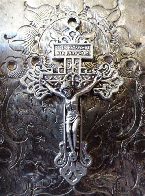 Large Italian Pardon Indulgence Crucifix Silver Cross Catholic