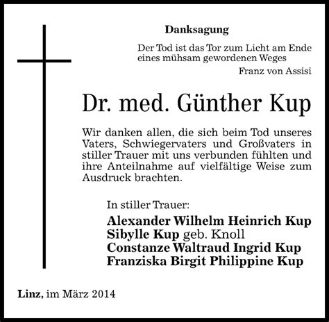 Traueranzeigen von Günther Kup rz trauer de