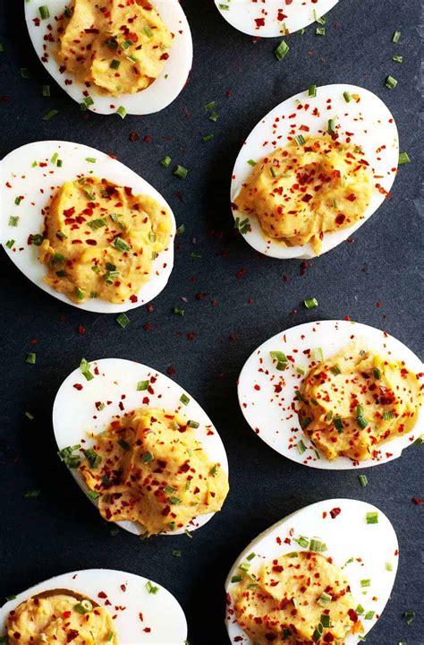 Spicy Deviled Eggs - Pinch and Swirl