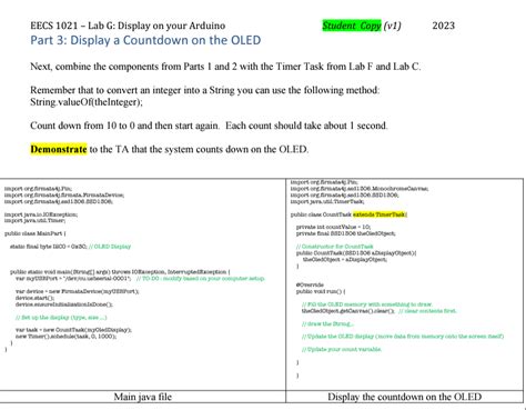 Solved Eecs Lab G Display On Your Arduino V Chegg