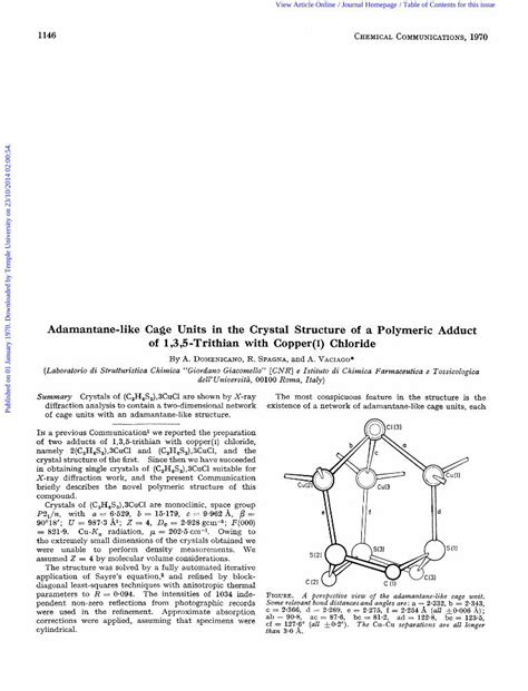 Pdf Adamantane Like Cage Units In The Crystal Structure Of A