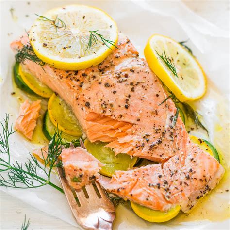 Lemon Dill Salmon In Parchment Veggies Averie Cooks