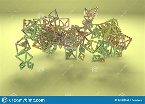 Abstract Concepture Geometric Bunch Of Triangle Or Square Flying