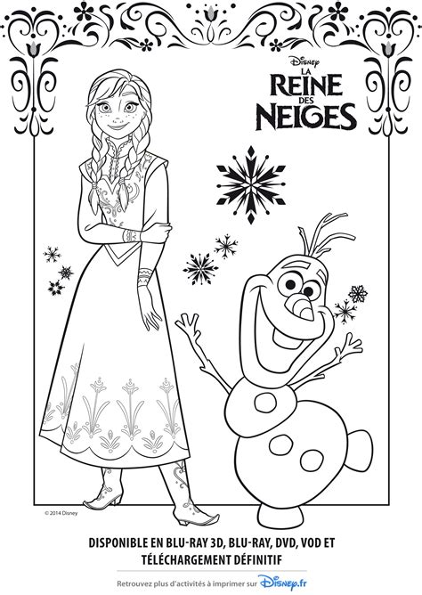 Coloriage Officiel De La Reine Des Neiges Anna Et Olaf Le Bonhomme De