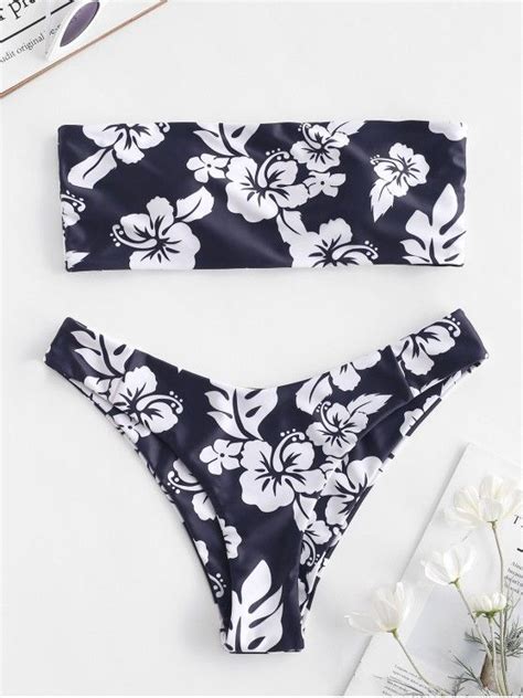 [27 Off] 2021 Zaful Flower Bandeau Bikini Set In Multi B Zaful