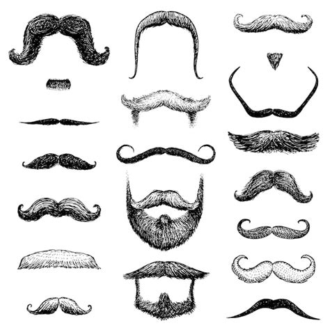 Premium Vector | Set of mustache and funny beard of men hipster and ...