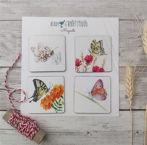 Butterfly Magnets Set Of Four 2 X 2 Inch Refrigerator Magnets