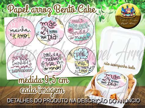 Papel De Arroz Bentô Bento Cake Dia das Mães Elo7