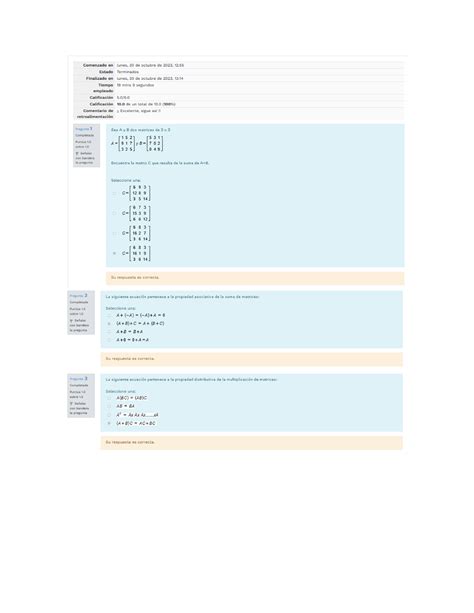 Examen Semana 1 Algebra Lineal Algebra Lineal Studocu