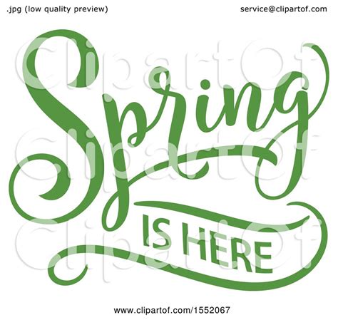 Clipart Of A Green Spring Is Here Text Design Royalty Free Vector