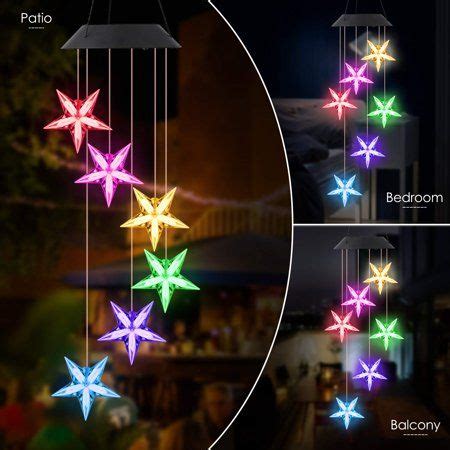 Eeekit Solar Wind Chimes Color Changing LED Wind Chime Blue Star