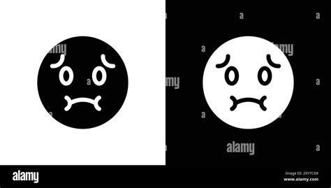 Nauseated Emoji Icon Set In Black And White Color Simple Flat Vector