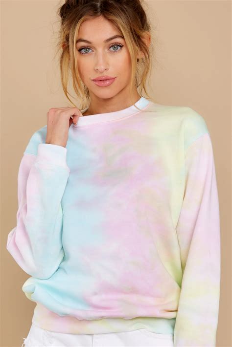 Sweet Yellow Tie Dye Sweatshirt Soft Oversized Pullover Top 28