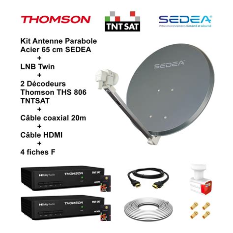 Kit Parabole Acier Cm Anthracite Lnb Twin Full Hd K D Codeurs