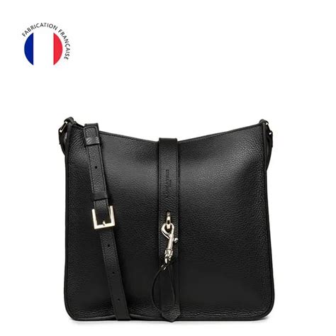 Grand Sac Trotteur Foulonn Double Hook Cuir Noir Nude Lancaster