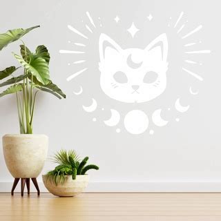 Adesivo De Parede Gato Fases Da Lua Shopee Brasil