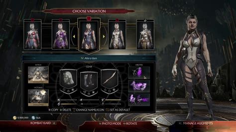 All Unlocked Mortal Kombat Sindel Equipment Skins Taunts And