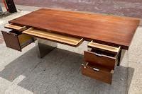 Rosewood Chrome Executive Desk Credenza By Dunbar Midcentury