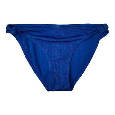 Xhilaration Womens Juniors Blue Ribbed Cheeky Bikini Bottom Size Large