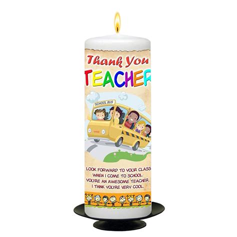 Personalised Thank You Teacher Candle T School Bus Candlezoneie