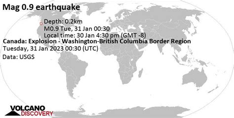 Quake Info: Minor Mag. 0.9 Earthquake - Canada: Explosion - Washington ...