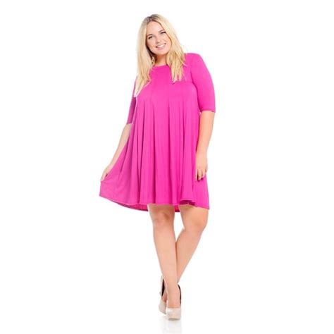 Shop Womens Hot Pink Rayon Spandex Plus Size Dress On Sale Free