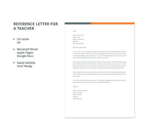 Reference Letter Template For Teaching Position - Infoupdate.org