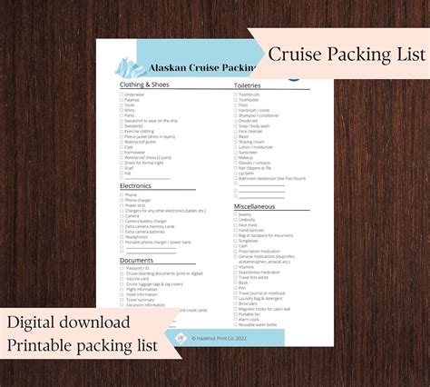 Alaskan Cruise Packing List Printable Packing List For Cruise To