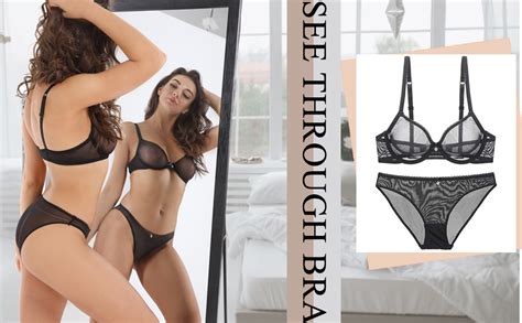 Women S Sexy Sheer Bra See Through Mesh Lingerie Set Transparent