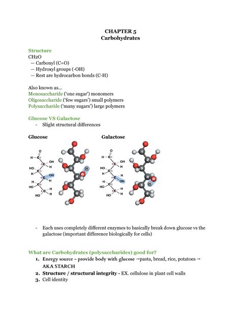 Chapter 5 Outline Chapter 5 Carbohydrates Structure Ch2o — Carbonyl