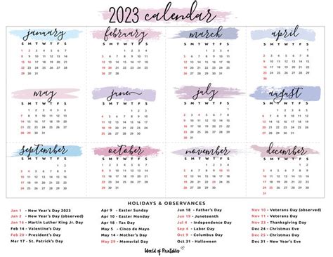 National Holiday Calendar 2023 | National holiday calendar, Holiday ...