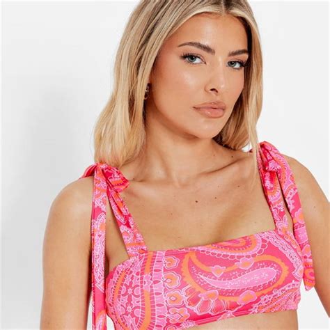 I Saw It First Paisley Print Tie Shoulder High Leg Bikini Set SportsDirect Ireland
