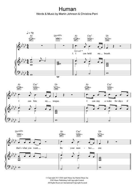 Christina Perri "Human" Sheet Music PDF Notes, Chords | Rock Score ...