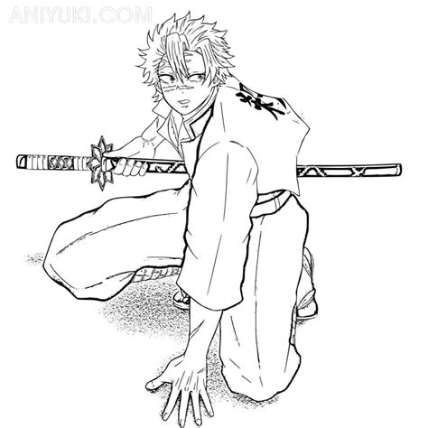 Sanemi Shinazugawa Katana Coloring Page Free Printable Coloring Pages