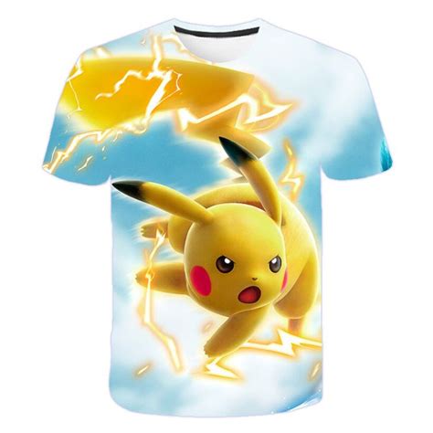 Camiseta De Pikachu Con Estampado 3d De Pokémon Para Niño Y Niña Camisa Informal De Moda Ropa