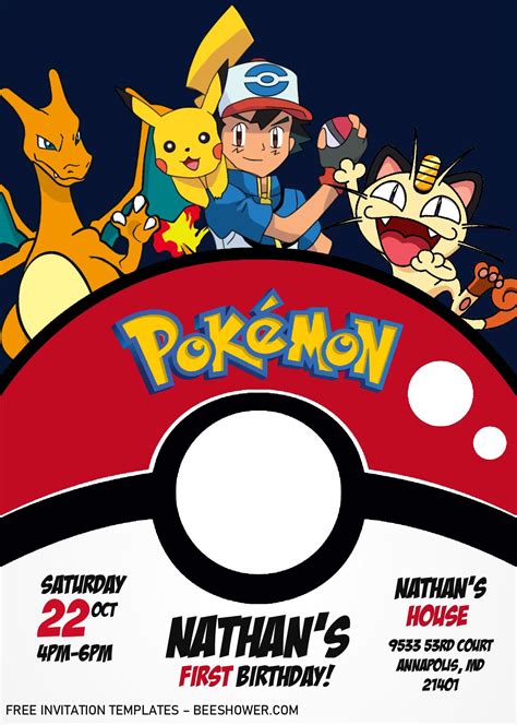 Pokemon Birthday Invitation Template