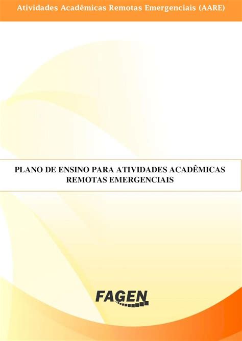 Pdf Plano De Ensino Para Atividades Acad Micas Remotas