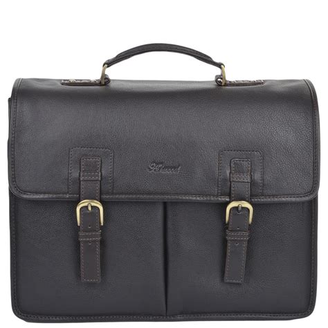 Mens Triple Gusset Heavy Duty Leather Briefcase Brown Tum Gareth