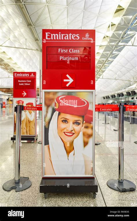 Hong Kong September 09 2015 Design Of Emirates Check In Counters At