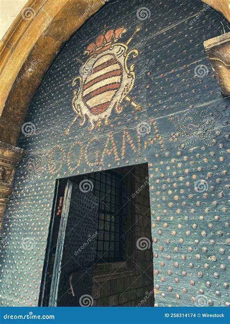 Vertical Shot of the Historical Details on an Entrance in the Sponza