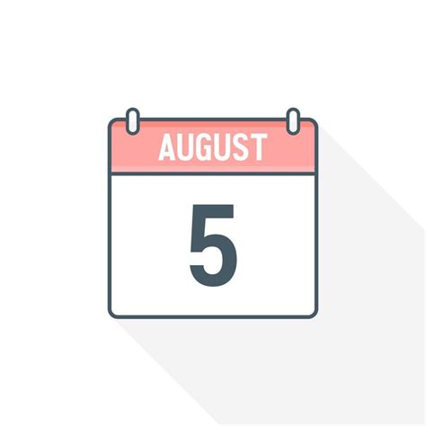 5th August calendar icon. August 5 calendar Date Month icon vector ...