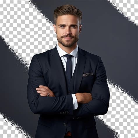 Premium Psd A Man In A Suit With His Arms Crossed In Front Of A Black