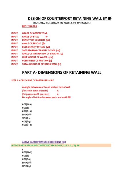 Design of Counterfort Retaining Wall | PDF