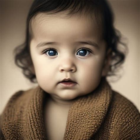 Ultrarealistic Vintage Cute Baby Photo Close Up Portrait Ambient Light