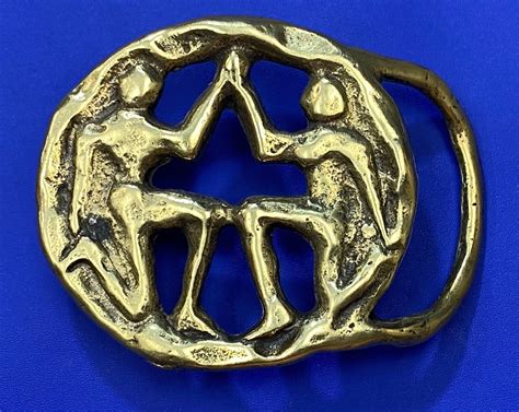 Mars Gemini Zodiac Solid Brass Hippie Belt Buckle Bru Gem