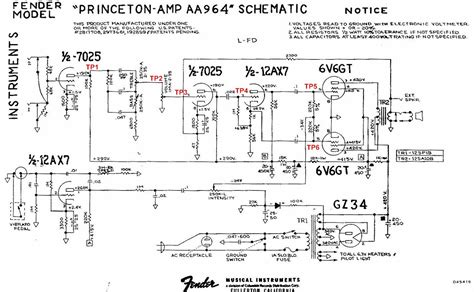 Fender Princeton AA964 Schematic