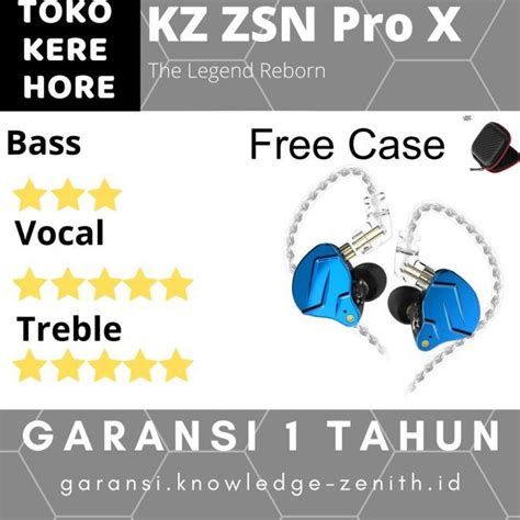 Jual Knowledge Zenith Kz Zsn Pro X Earphone With Mic Royal Blue